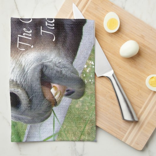 ザオリジナルジャッカスおもしろいドンキーミュールファーム動物 キッチンタオル (四つ折り)