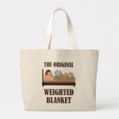 ザオリジナル重み毛布かわいい猫好き ラージトートバッグ (裏面)