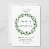 ザオリーブグローブ |水の色の素朴なリース結婚ズ 招待状 (正面)