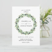 ザオリーブグローブ |水の色の素朴なリース結婚ズ 招待状 (スタンド正面)