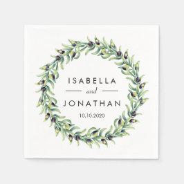 ザオリーブグローブ |素朴結婚のカスタム数 スタンダードカクテルナプキン