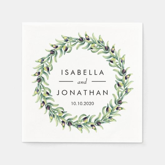 ザオリーブグローブ |素朴結婚のカスタム数 スタンダードカクテルナプキン (正面)