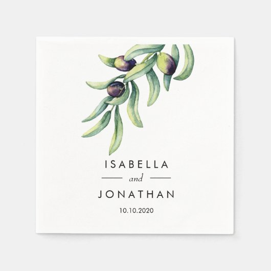 ザオリーブグローブ |素朴結婚のカスタム数 スタンダードカクテルナプキン (正面)