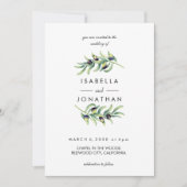 ザオリーブグローブ | 2つの枝の素朴結婚な 招待状 (正面)