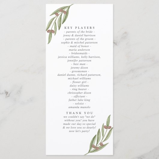 ザオリーブブランチ結婚ズコレクション プログラム (裏面)