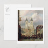 ザオールドマーケットプレイスアットプラハ， 1881 (油オンcanva) ポストカード (正面/裏面)