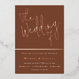 ザオ結婚フ：テラコッタラストボホバラ金ゴールド 箔招待状