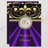 ザカウントパープルシルク金ゴールドクラウン招待状 招待状 (正面/裏面)