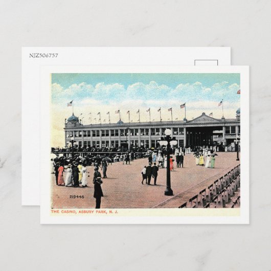 ザカジノボードウォーク、アスベリーパーク、NJヴィンテージ ポストカード (正面/裏面)