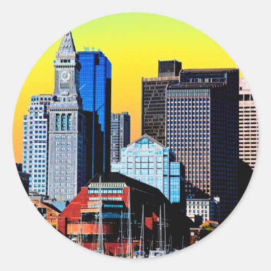 ザカスタムハウスボストンUSAポスター ラウンドシール (正面)