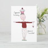 ザカップケーキ誕生日招待状テンプレート 招待状 (スタンド正面)