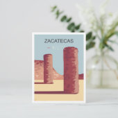 ザカテカスメキシコアートヴィンテージトラベルイラストレーション ポストカード (スタンド正面)