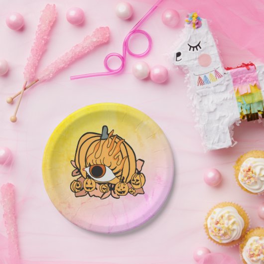 ザカボチャレトロの燃えた目 ペーパープレート (パーティー)