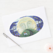 ザカボチャ男、フォークアートハロウィーンスティッカーオーバル 楕円形シール (封筒)