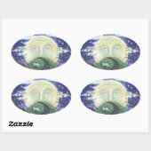 ザカボチャ男、フォークアートハロウィーンスティッカーオーバル 楕円形シール (シート)