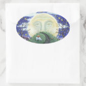 ザカボチャ男、フォークアートハロウィーンスティッカーオーバル 楕円形シール (バッグ)