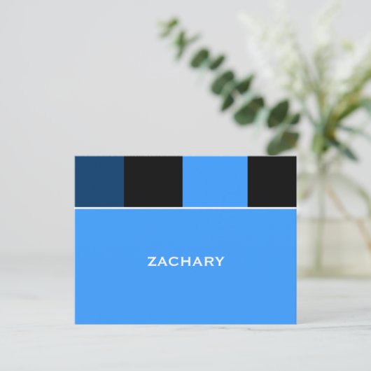 ザカリーの暗藍色のバー（ユダヤ教の）バル・ミツバーは郵便はがき感謝していしています ポストカード (スタンド正面)