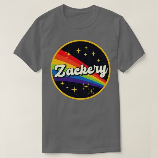 ザカリーレインボーイン宇宙ヴィンテージスタイル Tシャツ (デザイン正面)