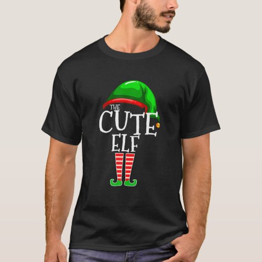 ザカワイイ小妖精や小人グループマッチングファミリークリスマス Tシャツ (正面)