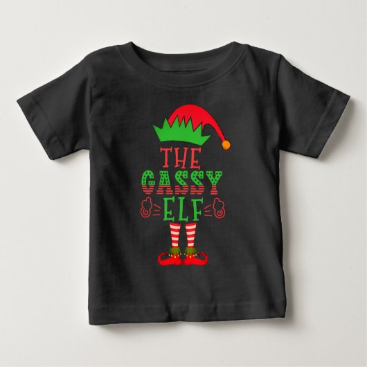 ザガッシー小妖精や小人ファミリーマッチングクリスマスパジャマ ベビーTシャツ (正面)