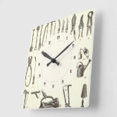 ザガーデナエレガントー – アンティークガーデンツール スクエア壁時計 (傾斜)