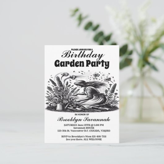 ザガーデナーズウィスパーパーティの招待状 ポストカード (スタンド正面)