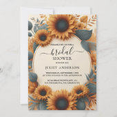 ザガーデン素朴グリーンリーサンフラワーブライダルシャワー 招待状 (正面)