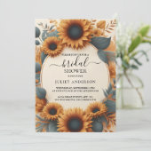 ザガーデン素朴グリーンリーサンフラワーブライダルシャワー 招待状 (スタンド正面)