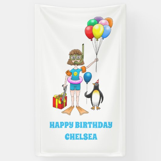 ザガールとペンギンのプールパーティー 横断幕 (縦)