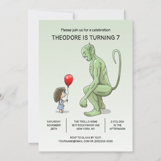 ザガールアンドトロール誕生日招待状 招待状 (正面)