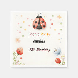 ザガールズラブバグピクニック水玉模様1st誕生日 スタンダードカクテルナプキン