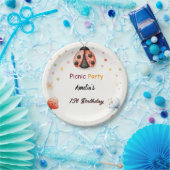 ザガールズラブバグピクニック水玉模様1st誕生日 ペーパープレート (パーティー)