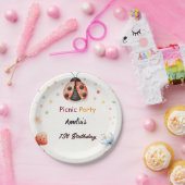 ザガールズラブバグピクニック水玉模様1st誕生日 ペーパープレート (パーティー)