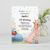 ザガールズラブバグピクニック水玉模様1st誕生日 招待状 (スタンド正面)