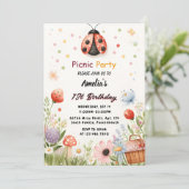 ザガールズラブバグピクニック水玉模様1st誕生日 招待状 (スタンド正面)