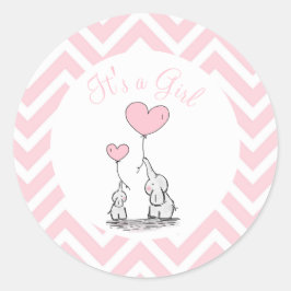 ザガールパステルベビーゾウハート ラウンドシール