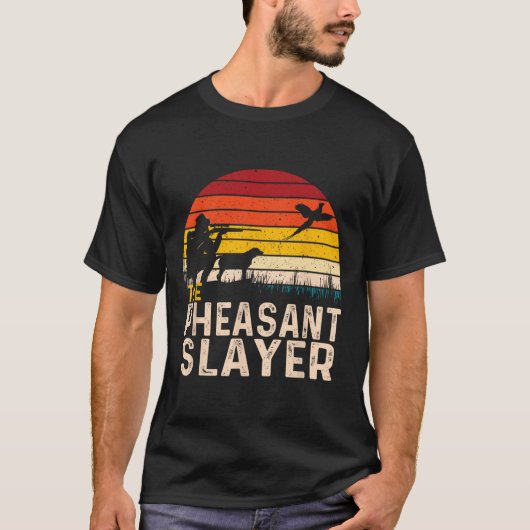 ザキジの層 – キジの狩りバードハンター Tシャツ (正面)