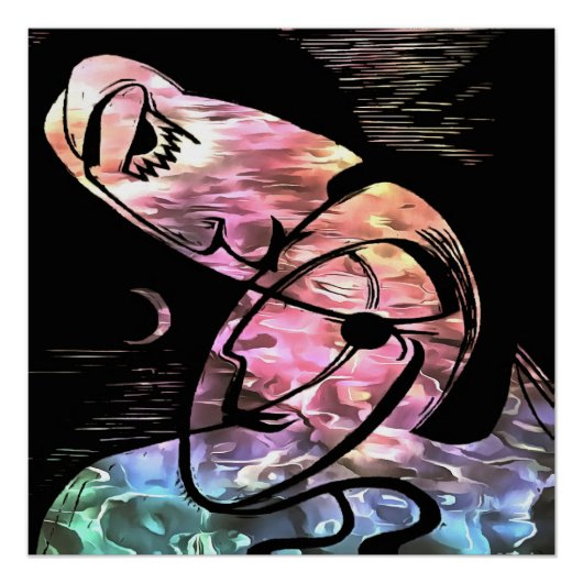 ザキスバイムーンライトアンド海抽象芸術アート ポスター (正面)