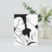 ザキスバレンタイン白黒アートデコデザイン シーズンポストカード (スタンド正面)