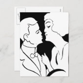 ザキスバレンタイン白黒アートデコデザイン シーズンポストカード (正面/裏面)