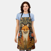 ザキツネと赤い花アールヌーボースタイル エプロン (着用した状態)