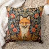 ザキツネと赤い花アールヌーボースタイル クッション (ブランケット)