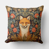 ザキツネと赤い花アールヌーボースタイル クッション (正面)