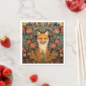 ザキツネと赤い花アールヌーボースタイル スタンダードカクテルナプキン (インサイチュ)