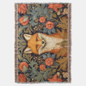 ザキツネと赤い花アールヌーボースタイル スローブランケット (正面縦)