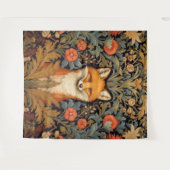 ザキツネと赤い花アールヌーボースタイル タペストリー (正面(横))