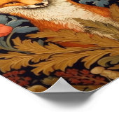 ザキツネと赤い花アールヌーボースタイル ポスター (角)