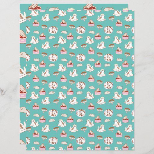 ザキャットライフグリーンパターンスクラップブック作り紙 (正面/裏面)