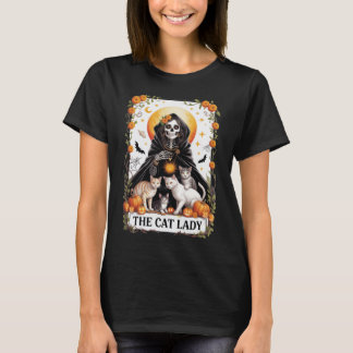 ザキャットレディタロットカードウィッチーゴシック骨格ママ Tシャツ