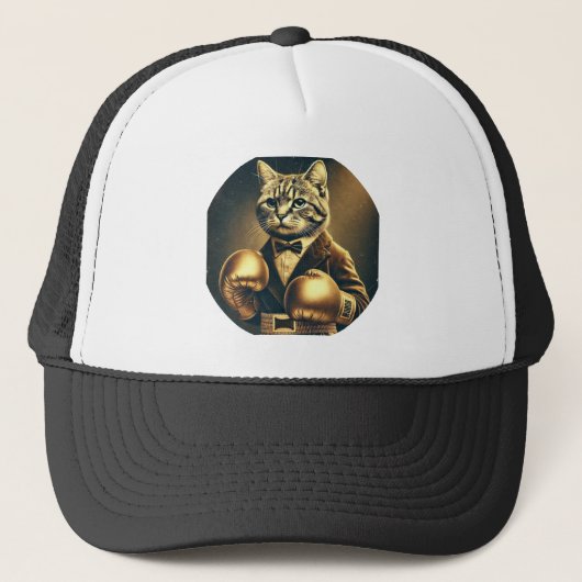 ザキャッ素晴らしズビー – ボクシング手袋を持つ猫 キャップ (正面)